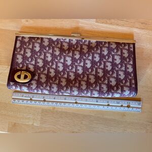 VINTAGE Christian Dior Trotter Second Bag Clutch Bag Canvas Brown Tan Monogram